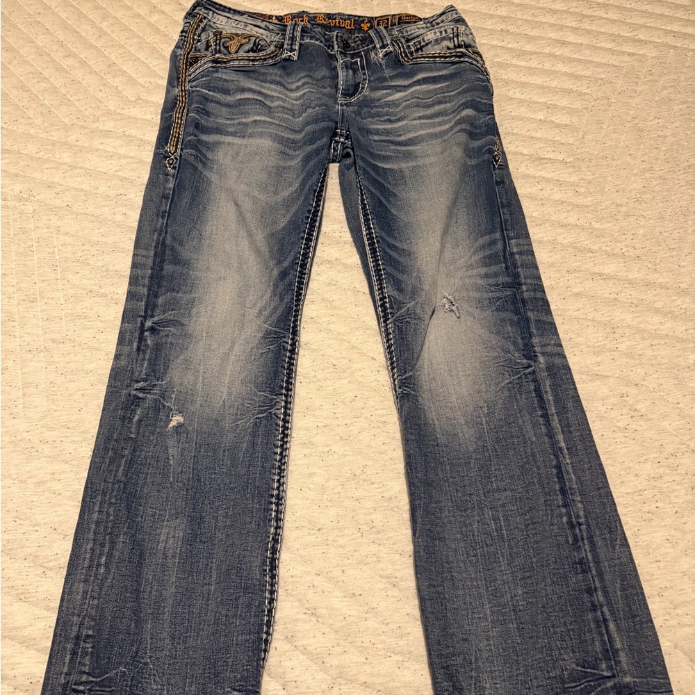 Rock Revival Blue Bootcut Jeans for Men
